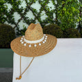 White Wooden Bead Sun Hat