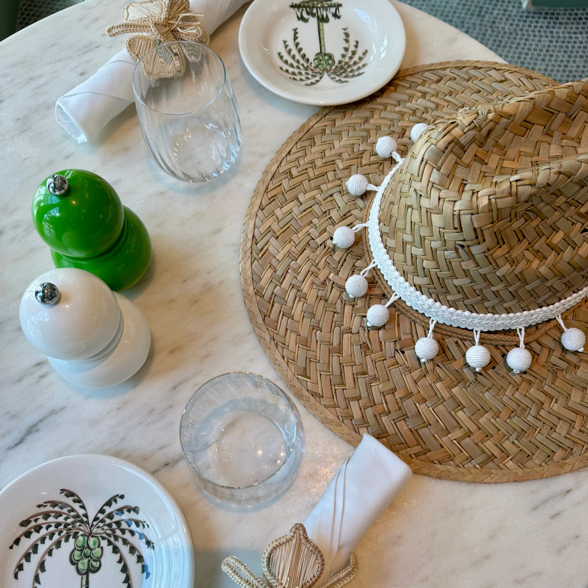 White Wooden Bead Sun Hat